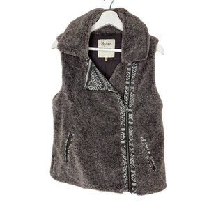Dylan by True Grit Sherpa Vest S | Faux Fur Zip Front Gray Cozy Layer